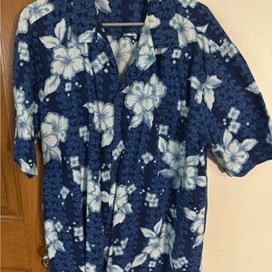 Blue Hawaiian Floral Men's Shirt XXL